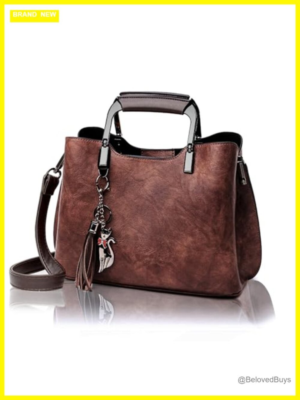 Vegan Leather Satchel Purse Top Handle Crossbody Handbag